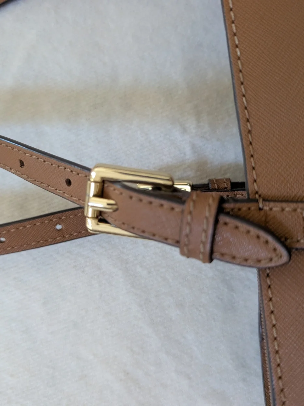 Tory Burch Emerson Buckle Large Tote In Brown Saffiano Leather Bag